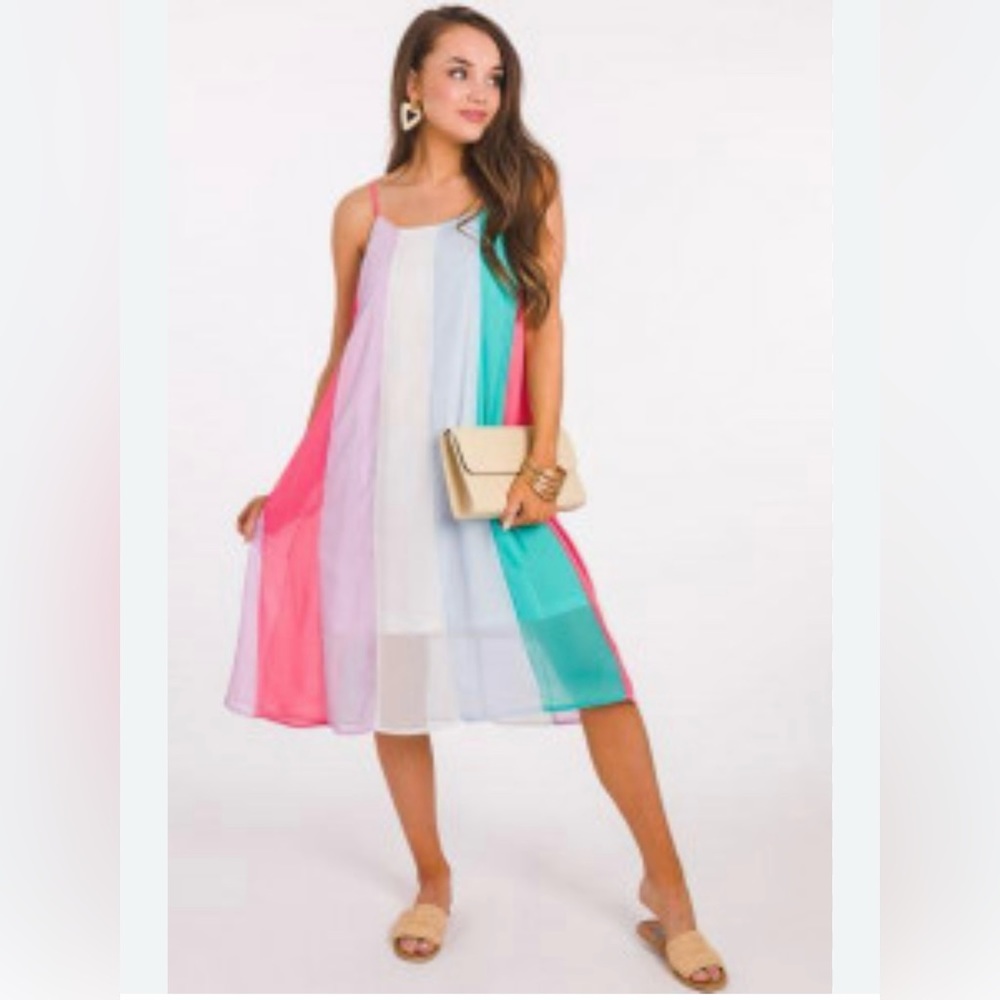 Andrew By Unit Color Block Dress Size 1x - image 1